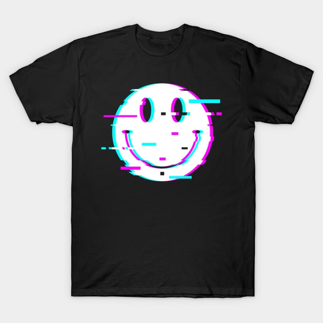 Acid House Glitched Smiley T-Shirt by NeonSunset